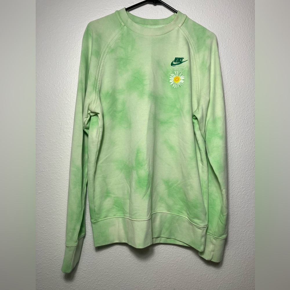 Mens‎ Nike Tie Dye Flowers crewneck sweatshirt flower green comfy cotton Medium